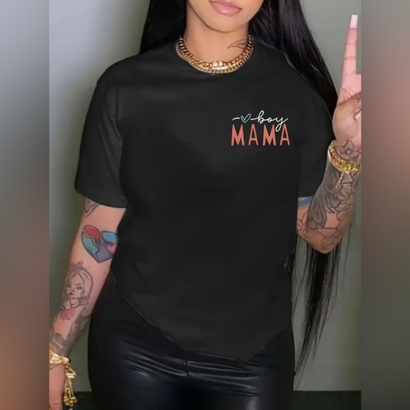 983 ❤️ Trendy Plus Size Mama Letter Graphic Print T-Shirt Top Shirt - Picture 2 of 4